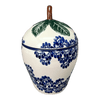 Polish Pottery Zaklady Strawberry Canister (Blue Floral Vines) | Y1873-D1210A at PolishPotteryOutlet.com