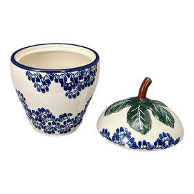 Polish Pottery Zaklady Strawberry Canister (Blue Floral Vines) | Y1873-D1210A Additional Image at PolishPotteryOutlet.com
