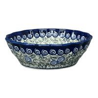 A picture of a Polish Pottery Bowl, Round, Scalloped, 6.25" in "Spring Swirl" by Zaklady | Y1891A-A1073A as shown at PolishPotteryOutlet.com/products/6-25-scalloped-bowl-spring-swirl-y1891a-a1073a