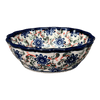 Polish Pottery Zaklady Scalloped 6.25" Bowl (Swirling Flowers) | Y1891A-A1197A at PolishPotteryOutlet.com