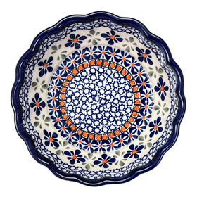 Polish Pottery Zaklady Scalloped 6.25" Bowl (Blue Mosaic Flower) | Y1891A-A221A Additional Image at PolishPotteryOutlet.com