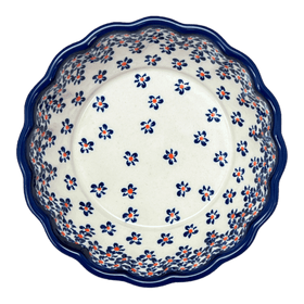 Polish Pottery Zaklady Scalloped 6.25" Bowl (Falling Blue Daisies) | Y1891A-A882A Additional Image at PolishPotteryOutlet.com