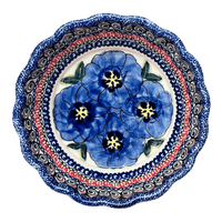 A picture of a Polish Pottery Bowl, Round, Scalloped, 6.25" in "Bloomin' Sky" by Zaklady | Y1891A-ART148 as shown at PolishPotteryOutlet.com/products/6-25-scalloped-bowl-bloomin-sky-y1891a-art148