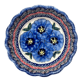 Polish Pottery Bowl, Round, Scalloped, 6.25" in "Bloomin' Sky" by Zaklady | Y1891A-ART148 Additional Image at PolishPotteryOutlet.com