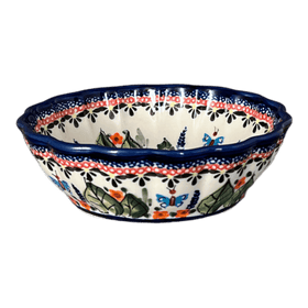 Polish Pottery Zaklady Scalloped 6.25" Bowl (Butterfly Bouquet) | Y1891A-ART149 Additional Image at PolishPotteryOutlet.com