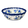 Polish Pottery Zaklady Scalloped 6.25" Bowl (Blue Tulips) | Y1891A-ART160 at PolishPotteryOutlet.com