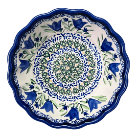 Polish Pottery Zaklady Scalloped 6.25" Bowl (Blue Tulips) | Y1891A-ART160 Additional Image at PolishPotteryOutlet.com