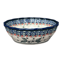 A picture of a Polish Pottery Zaklady Scalloped 6.25" Bowl (Cosmic Cosmos) | Y1891A-ART326 as shown at PolishPotteryOutlet.com/products/6-25-scalloped-bowl-cosmic-cosmos-y1891a-art326