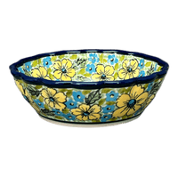 A picture of a Polish Pottery Bowl, Round, Scalloped, 6.25" in "Sunny Meadow" by Zaklady | Y1891A-ART332 as shown at PolishPotteryOutlet.com/products/6-25-scalloped-bowl-sunny-meadow-y1891a-art332