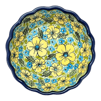 A picture of a Polish Pottery Bowl, Round, Scalloped, 6.25" in "Sunny Meadow" by Zaklady | Y1891A-ART332 as shown at PolishPotteryOutlet.com/products/6-25-scalloped-bowl-sunny-meadow-y1891a-art332