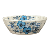 A picture of a Polish Pottery Zaklady 6.25" Scalloped Bowl (Something Blue) | Y1891A-ART374 as shown at PolishPotteryOutlet.com/products/6-25-scalloped-bowl-something-blue-y1891a-art374