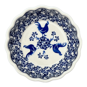 Polish Pottery Zaklady Scalloped 6.25" Bowl (Rooster Blues) | Y1891A-D1149 Additional Image at PolishPotteryOutlet.com