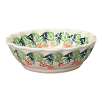 A picture of a Polish Pottery Zaklady Scalloped 6.25" Bowl (Raspberry Delight) | Y1891A-D1170 as shown at PolishPotteryOutlet.com/products/zaklady-scalloped-6-25-bowl-raspberry-delight-y1891a-d1170