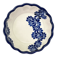 A picture of a Polish Pottery Zaklady Scalloped 6.25" Bowl (Blue Floral Vines) | Y1891A-D1210A as shown at PolishPotteryOutlet.com/products/zaklady-scalloped-6-25-bowl-blue-floral-vines-y1891a-d1210a