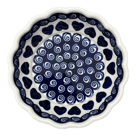 Polish Pottery Zaklady Scalloped 6.25" Bowl (Swirling Hearts) | Y1891A-D467 Additional Image at PolishPotteryOutlet.com