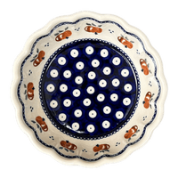 A picture of a Polish Pottery Bowl, Round, Scalloped, 6.25" in "Persimmon Dot" by Zaklady | Y1891A-D479 as shown at PolishPotteryOutlet.com/products/6-25-scalloped-bowl-persimmon-dot-y1891a-d479