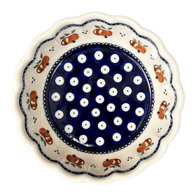 Polish Pottery Bowl, Round, Scalloped, 6.25" in "Persimmon Dot" by Zaklady | Y1891A-D479 Additional Image at PolishPotteryOutlet.com