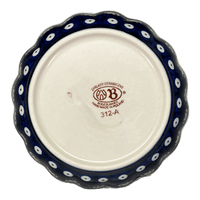 A picture of a Polish Pottery Zaklady Scalloped 6.25" Bowl (Peacock Burst) | Y1891A-D487 as shown at PolishPotteryOutlet.com/products/zaklady-scalloped-6-25-bowl-peacock-burst-y1891a-d487