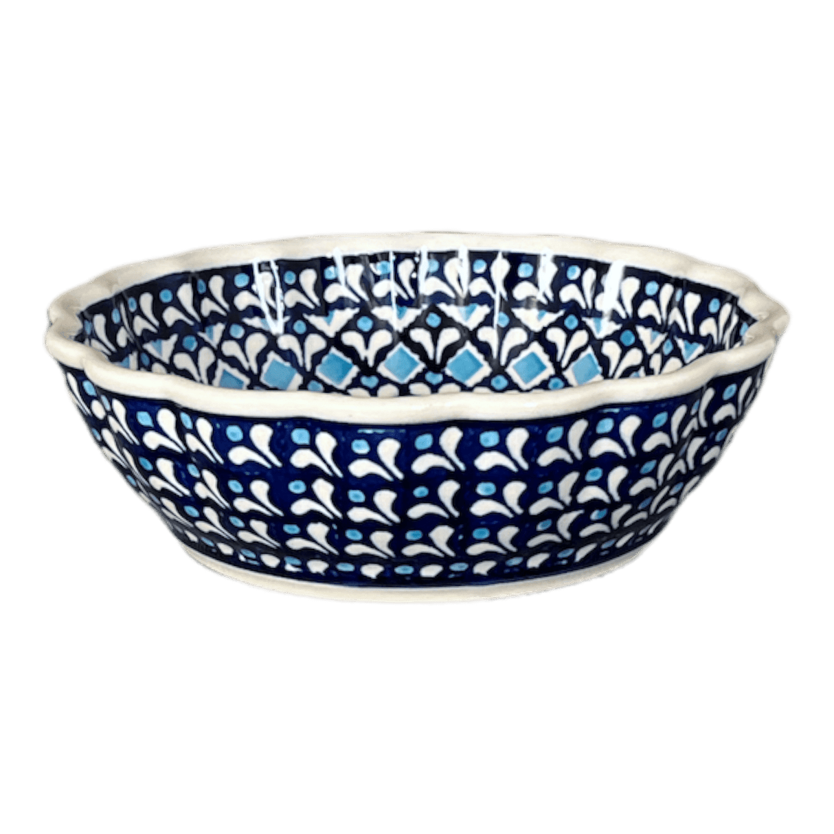 Bowl, Round, Scalloped, 6.25" in "Mosaic Blues" by Zaklady | Y1891A-D910