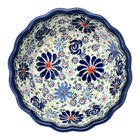 A picture of a Polish Pottery Zaklady Scalloped 6.25" Bowl (Floral Explosion) | Y1891A-DU126 as shown at PolishPotteryOutlet.com/products/6-25-scalloped-bowl-du126-y1891a-du126