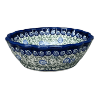 A picture of a Polish Pottery Bowl, Round, Scalloped, 7" in "Spring Swirl" by Zaklady | Y1892A-A1073A as shown at PolishPotteryOutlet.com/products/7-scalloped-bowl-spring-swirl-y1892a-a1073a