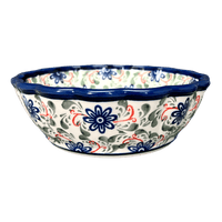 A picture of a Polish Pottery Zaklady Scalloped 7" Bowl (Swirling Flowers) | Y1892A-A1197A as shown at PolishPotteryOutlet.com/products/zaklady-scalloped-7-bowl-swirling-flowers-y1892a-a1197a