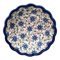 A picture of a Polish Pottery Zaklady Scalloped 7" Bowl (Swirling Flowers) | Y1892A-A1197A as shown at PolishPotteryOutlet.com/products/zaklady-scalloped-7-bowl-swirling-flowers-y1892a-a1197a
