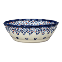 A picture of a Polish Pottery Bowl, Round, Scalloped, 7" in "Falling Blue Daisies" by Zaklady | Y1892A-A882A as shown at PolishPotteryOutlet.com/products/7-scalloped-bowl-falling-blue-daisies-y1892a-a882a