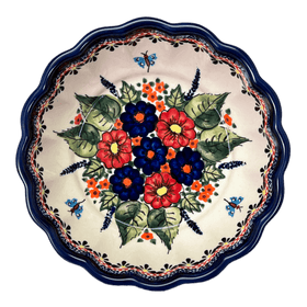Polish Pottery Zaklady Scalloped 7" Bowl (Butterfly Bouquet) | Y1892A-ART149 Additional Image at PolishPotteryOutlet.com