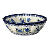 Polish Pottery Zaklady Scalloped 7" Bowl (Blue Tulips) | Y1892A-ART160 at PolishPotteryOutlet.com