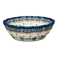 A picture of a Polish Pottery Zaklady Scalloped 7" Bowl (Cosmic Cosmos) | Y1892A-ART326 as shown at PolishPotteryOutlet.com/products/7-scalloped-bowl-cosmic-cosmos-y1892a-art326