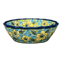 A picture of a Polish Pottery Zaklady 7" Scalloped Bowl (Sunny Meadow) | Y1892A-ART332 as shown at PolishPotteryOutlet.com/products/7-scalloped-bowl-sunny-meadow-y1892a-art332