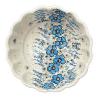 A picture of a Polish Pottery 7" Scalloped Bowl (Something Blue) | Y1892A-ART374 as shown at PolishPotteryOutlet.com/products/7-scalloped-bowl-something-blue-y1892a-art374