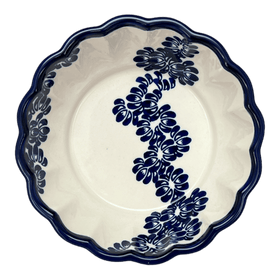 Polish Pottery Zaklady Scalloped 7" Bowl (Blue Floral Vines) | Y1892A-D1210A Additional Image at PolishPotteryOutlet.com