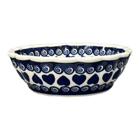 A picture of a Polish Pottery Bowl, Round, Scalloped, 7" in "Swirling Hearts" by Zaklady | Y1892A-D467 as shown at PolishPotteryOutlet.com/products/7-scalloped-bowl-swirling-hearts-y1892a-d467