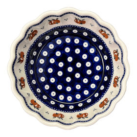 Polish Pottery Zaklady Scalloped 7" Bowl (Persimmon Dot) | Y1892A-D479 Additional Image at PolishPotteryOutlet.com