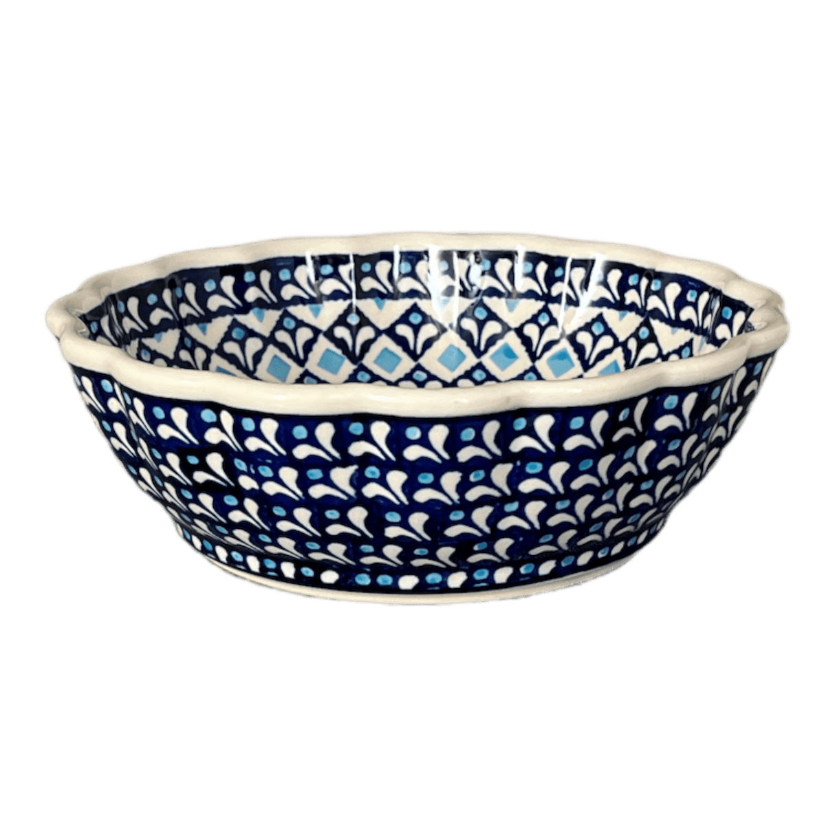 Bowl, Round, Scalloped, 7" in "Mosaic Blues" by Zaklady | Y1892A-D910