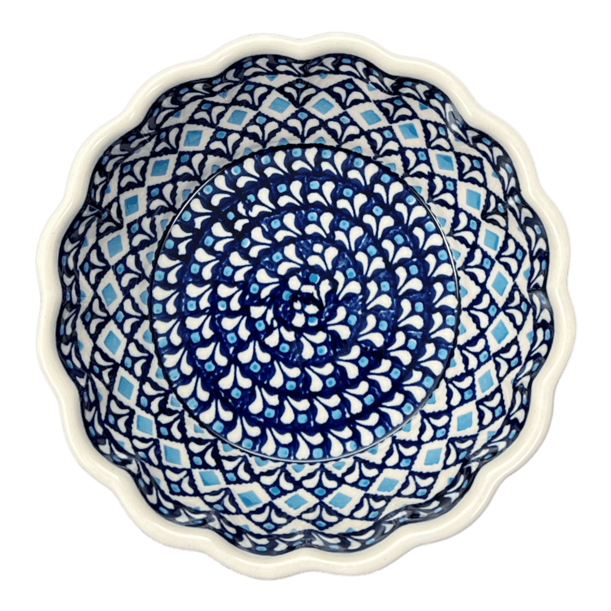 Bowl, Round, Scalloped, 7" in "Mosaic Blues" by Zaklady | Y1892A-D910