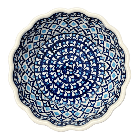 Bowl, Round, Scalloped, 7" in "Mosaic Blues" by Zaklady | Y1892A-D910