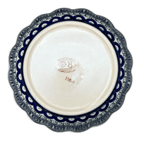 A picture of a Polish Pottery Bowl, Round, Scalloped, 7" in "Grecian Dot" by Zaklady | Y1892A-D923 as shown at PolishPotteryOutlet.com/products/7-scalloped-bowl-geometric-peacock-y1892a-d923