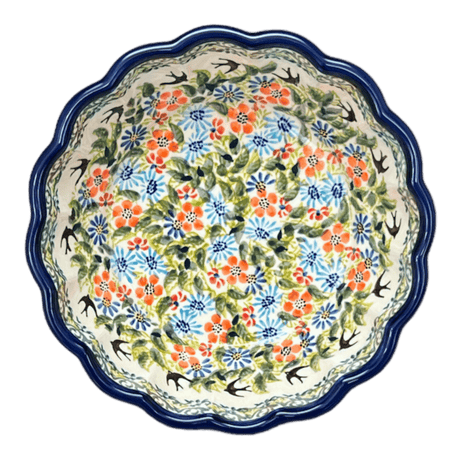 Bowl, Round, Scalloped, 7" in "Floral Swallows" by Zaklady | Y1892A-DU182