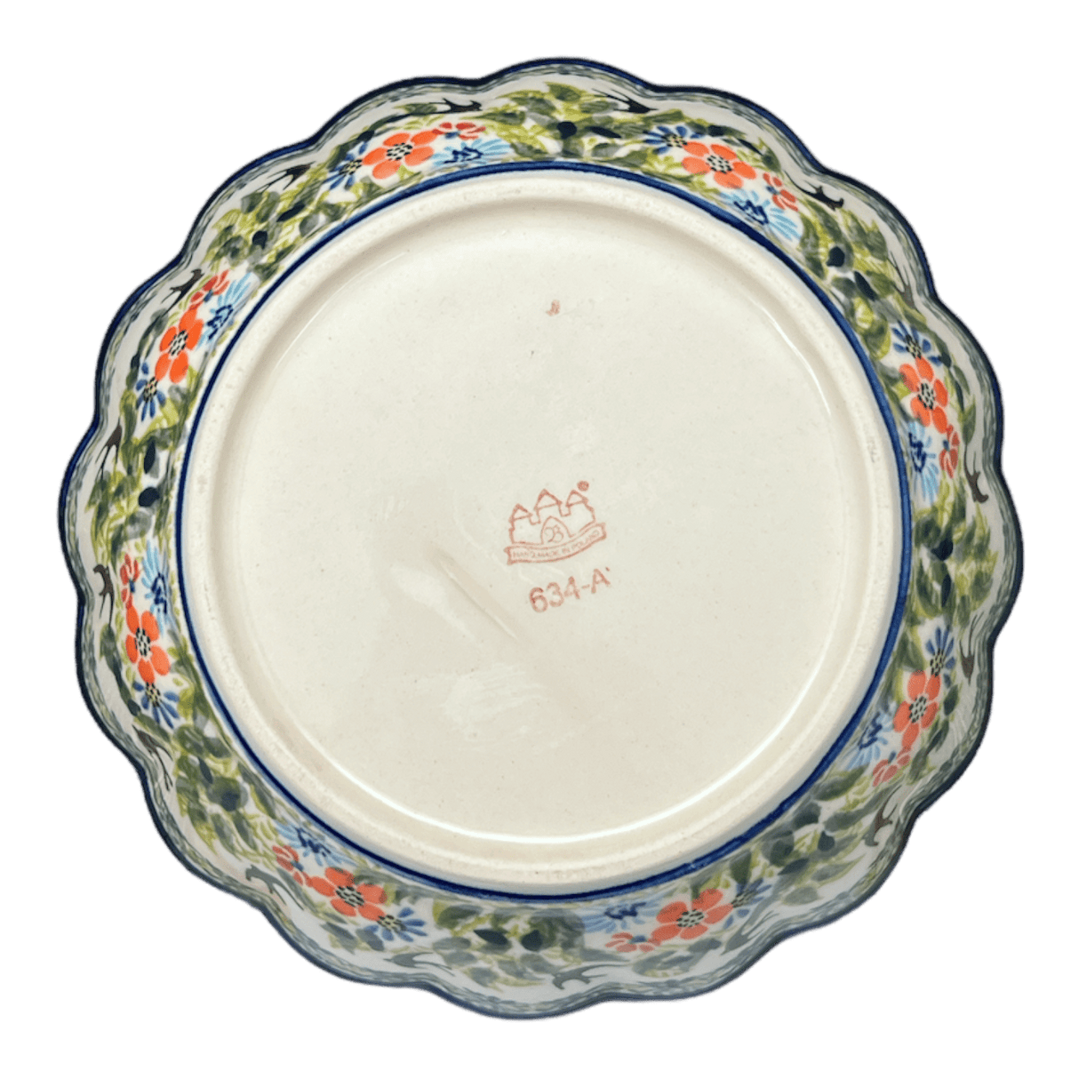 Bowl, Round, Scalloped, 7" in "Floral Swallows" by Zaklady | Y1892A-DU182