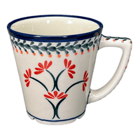 A picture of a Polish Pottery Zaklady 14 oz. Tulip Mug (Scarlet Stitch) | Y1920-A1158A as shown at PolishPotteryOutlet.com/products/tulip-mug-scarlet-stich-y1920-a1158a