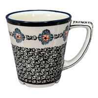 A picture of a Polish Pottery Zaklady 14 oz. Tulip Mug (Mesa Verde Midnight) | Y1920-A1159A as shown at PolishPotteryOutlet.com/products/14-oz-tulip-mug-mesa-verde-midnight-y1920-a1159a