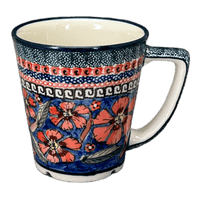 A picture of a Polish Pottery Zaklady 14 oz. Tulip Mug (Exotic Reds) | Y1920-ART150 as shown at PolishPotteryOutlet.com/products/tulip-mug-exotic-reds-y1920-art150
