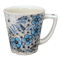 A picture of a Polish Pottery Zaklady 14 oz. Tulip Mug (Something Blue) | Y1920-ART374 as shown at PolishPotteryOutlet.com/products/14-oz-tulip-mug-something-blue-y1920-art374