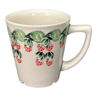 A picture of a Polish Pottery Zaklady 14 oz. Tulip Mug (Raspberry Delight) | Y1920-D1170 as shown at PolishPotteryOutlet.com/products/tulip-mug-raspberry-delight-y1920-d1170