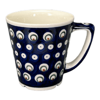 A picture of a Polish Pottery 14 oz. Tulip Mug (Peacock Burst) | Y1920-D487 as shown at PolishPotteryOutlet.com/products/tulip-mug-peacock-burst-y1920-d487