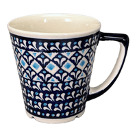 A picture of a Polish Pottery Zaklady 14 oz. Tulip Mug (Mosaic Blues) | Y1920-D910 as shown at PolishPotteryOutlet.com/products/tulip-mug-mosaic-blues-y1920-d910