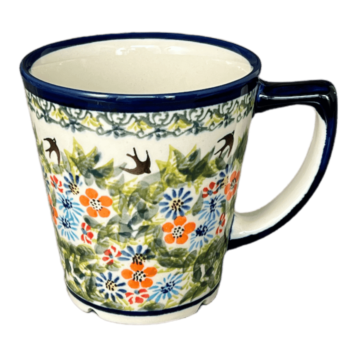 Mug, Tulip, 14 oz in "Floral Swallows" by Zaklady | Y1920-DU182